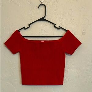 Abound Red Ribbed Crop Top